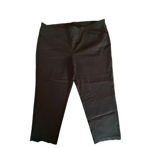 Terra & Sky Womens 2X Petite Black Soot Pull On Capri Pants TS18833 Stretch